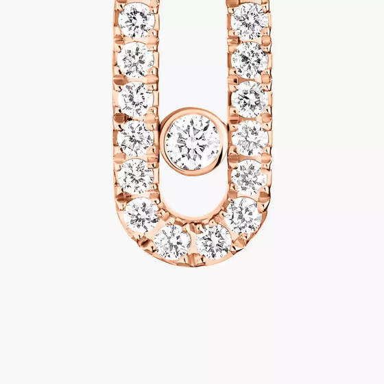 Move Uno Single Clip Pavé Drop Pendant Pink Gold Diamond Earrings