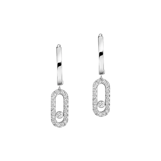 Move Uno Hoop Earrings White Gold Diamond Earrings