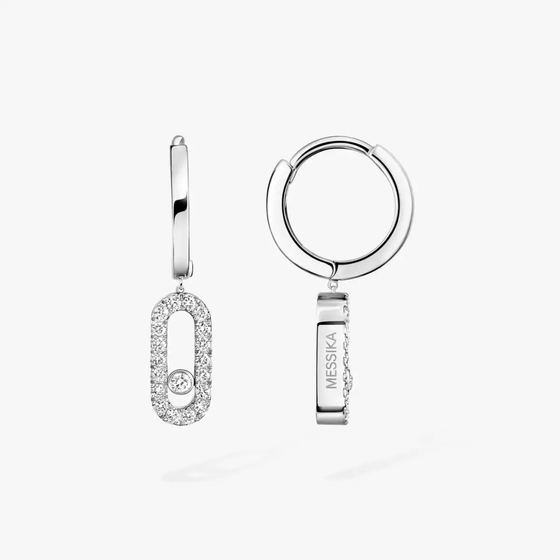 Move Uno Hoop Earrings White Gold Diamond Earrings