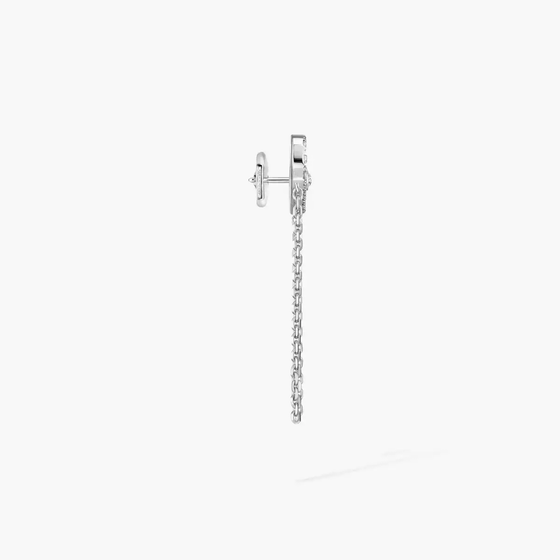 Move Uno Single Chain Earring White Gold Diamond Earrings