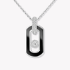 So Move onyx necklace So Move necklace in 18-karat white gold and onyx, pendant ring features pavé diamonds and a motif set with a brilliant-cut moving diamond, elevated by a diamond entourage. Adjustable thanks to its sliding clasp.
