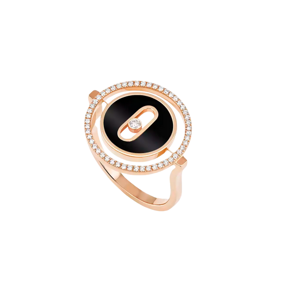 Lucky Move SM Onyx Pink Gold Diamond Ring