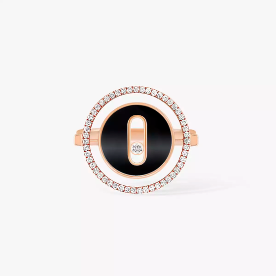 Lucky Move SM Onyx Pink Gold Diamond Ring