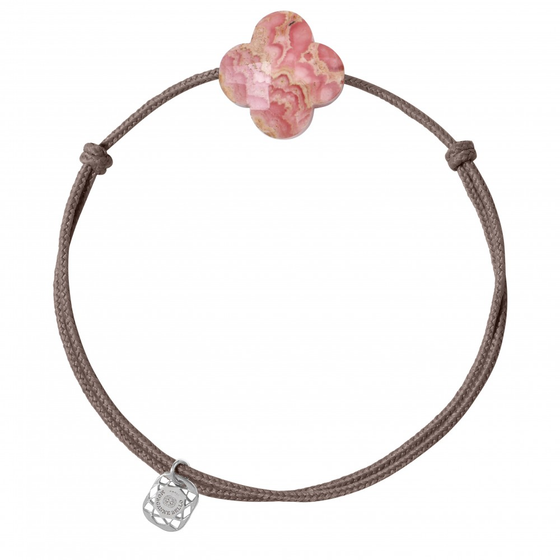Bracelet, Rhodochrosite, Cordon Taupe