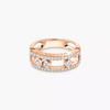 Move Classique pavé ring, large model Pink gold diamond pavé ring Move