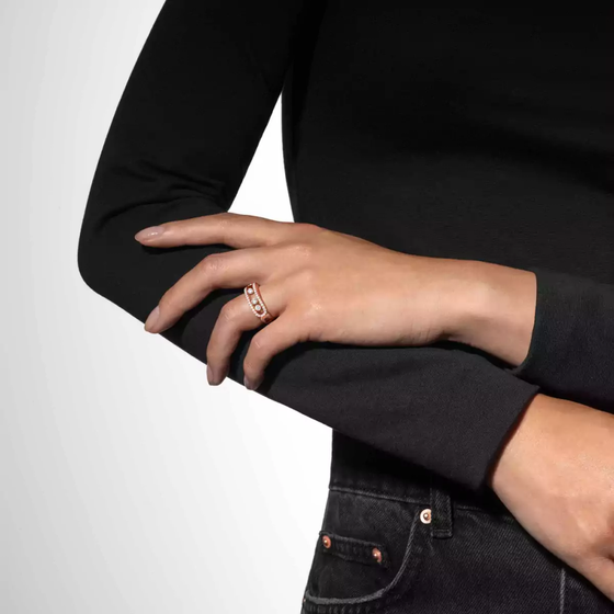 Move Classique Pavé Pink Gold Diamond Ring