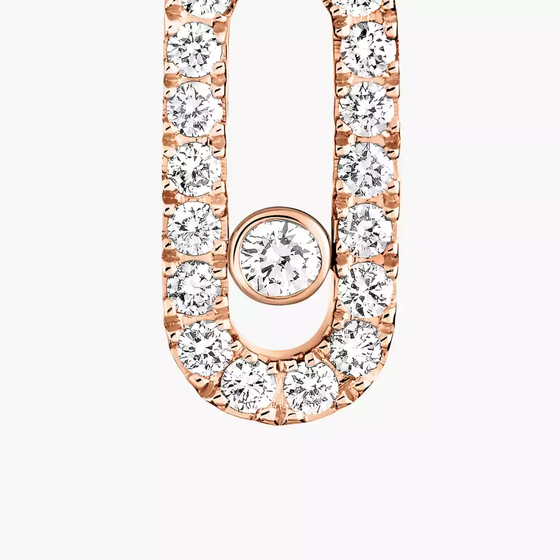 Move Uno Single Hoop Pink Gold Diamond Earrings