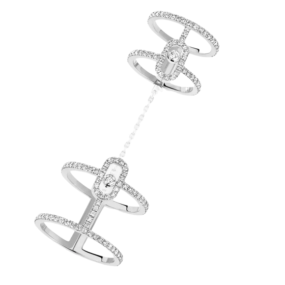 Move Uno Double White Gold Diamond Ring