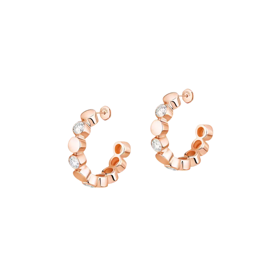 D-Vibes Mini Hoop Earrings Pink Gold Diamond Earrings