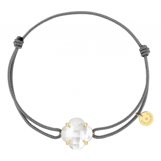 Mother Of Pearl Grey Cord Yellow Gold Victoria Bracelet