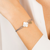 Victoria Bracelet, Mother Of Pearl, Grey Cord, Yellow Gold