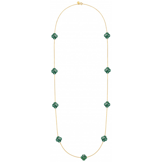 Necklace, Green Agate, Yellow Gold
