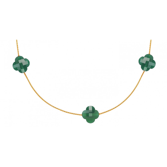 Necklace, Green Agate, Yellow Gold
