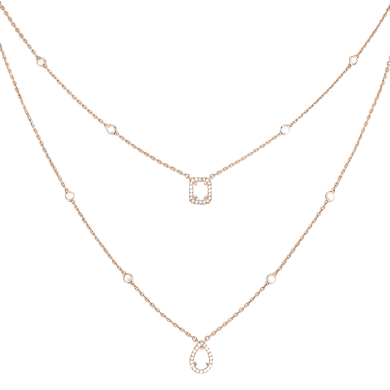 Collier Diamant Or Rose My Twin 2 Rangs
