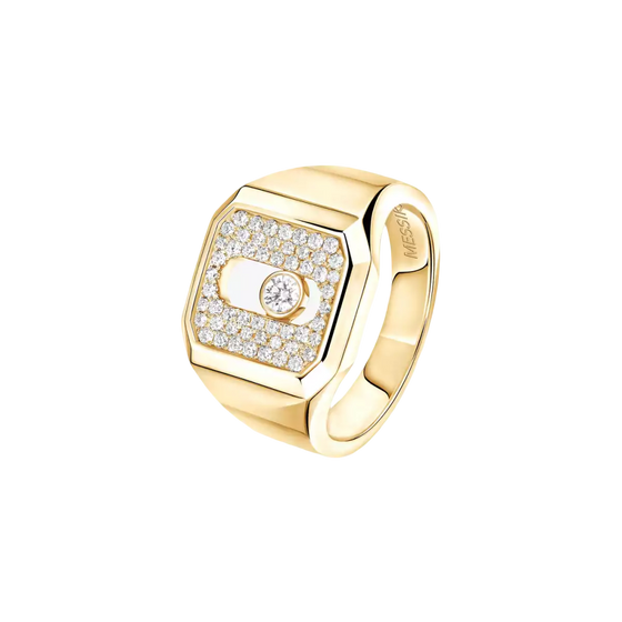 Move Joaillerie Pavé Signet Ring Yellow Gold Diamond Ring