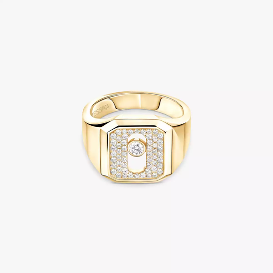 Move Joaillerie Pavé Signet Ring Yellow Gold Diamond Ring