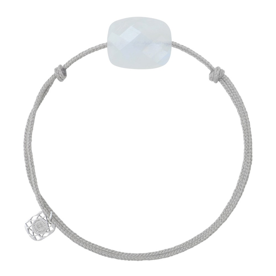 Bracelet, Pierre De Lune Arc En Ciel, Cordon Gris Souris
