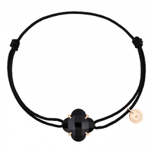  Bracelet, Onyx, Black Cord, Rose Gold