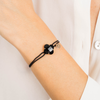 Victoria Bracelet, Onyx, Black Cord, Rose Gold