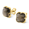 Studs, Smokey Quartz, Yellow Gold