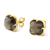 Studs, Smokey Quartz, Yellow Gold