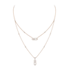 Move Uno 2 Rows Pavé Pink Gold Diamond Necklace