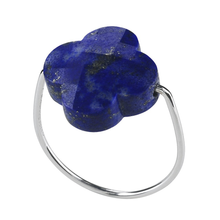  Lapis Lazuli Clover White Gold Ring