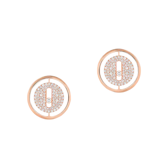 Lucky Move Diamond Pavé Stud Pink Gold Diamond Earrings