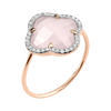 Ring, Milky Pink Quartz, Diamonds, Rose Gold