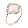 Bague, Quartz Rose Milky, Diamants, Or Rose