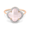 Bague, Quartz Rose Milky, Diamants, Or Rose