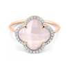 Ring, Milky Pink Quartz, Diamonds, Rose Gold