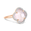 Ring, Milky Pink Quartz, Diamonds, Rose Gold