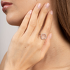 Bague, Quartz Rose Milky, Diamants, Or Rose