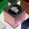 Remontoir pour une montre en aluminium rose. Remontoir Mastebox SwissKubik. Reference: SK01.AE009