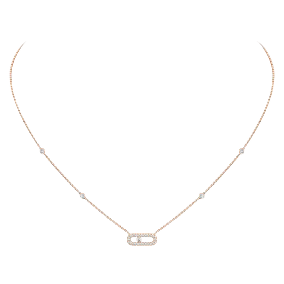 Move Uno Pavé Pink Gold Diamond Necklace