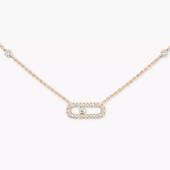 Move Uno Pavé Pink Gold Diamond Necklace