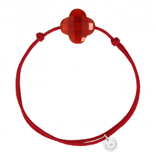  Red Carnelian Clover Vermilion Cord Bracelet