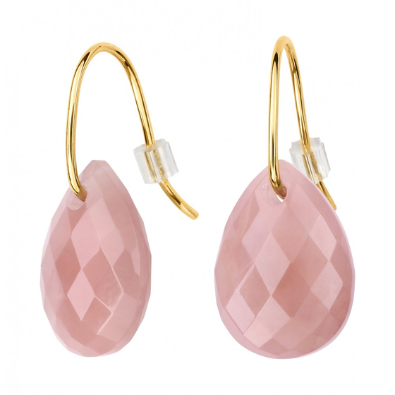 Earrings, Guava Quartz, Yellow Gold