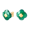 Studs, Green Agate, Yellow Gold