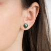 Studs, Green Agate, Yellow Gold