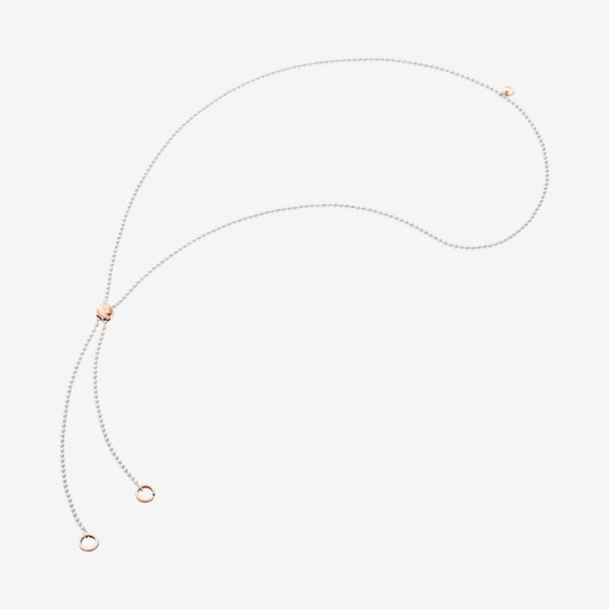 Silver & Rose Gold Bollicine Lariat Necklace