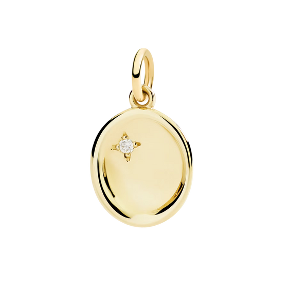 Yellow Gold & White Diamond Signet Charm