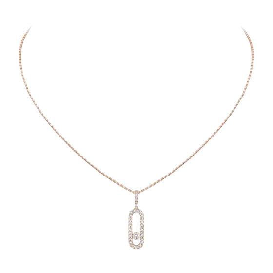 Move Uno Pavé LM Pink Gold Diamond Necklace
