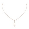 Move Uno pavé pendant necklace, large model Move Uno diamond necklace in pink gold