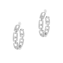  Move Link SM Hoop Earrings White Gold Diamond Earrings