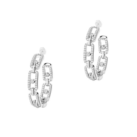 Move Link SM Hoop Earrings White Gold Diamond Earrings