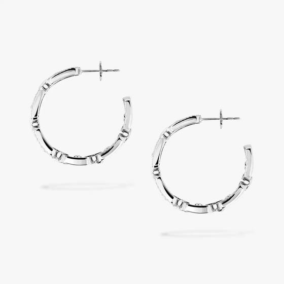 Move Link SM Hoop Earrings White Gold Diamond Earrings