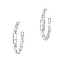  Boucles d'oreilles Diamant Or Blanc Créoles Move Link MM