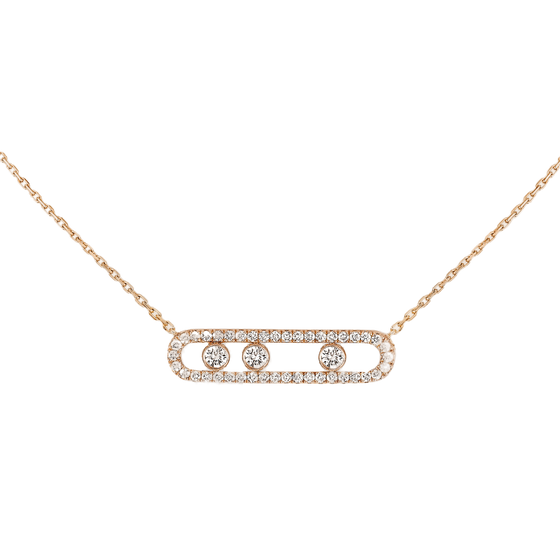 Pink Gold Diamond Necklace Move Pavé